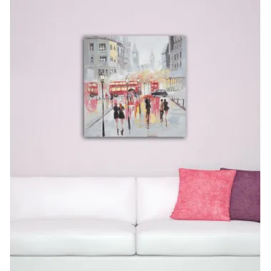 MALOWANY OBRAZ NA PŁÓTNIE Rain London -A- 100X3X100 cm